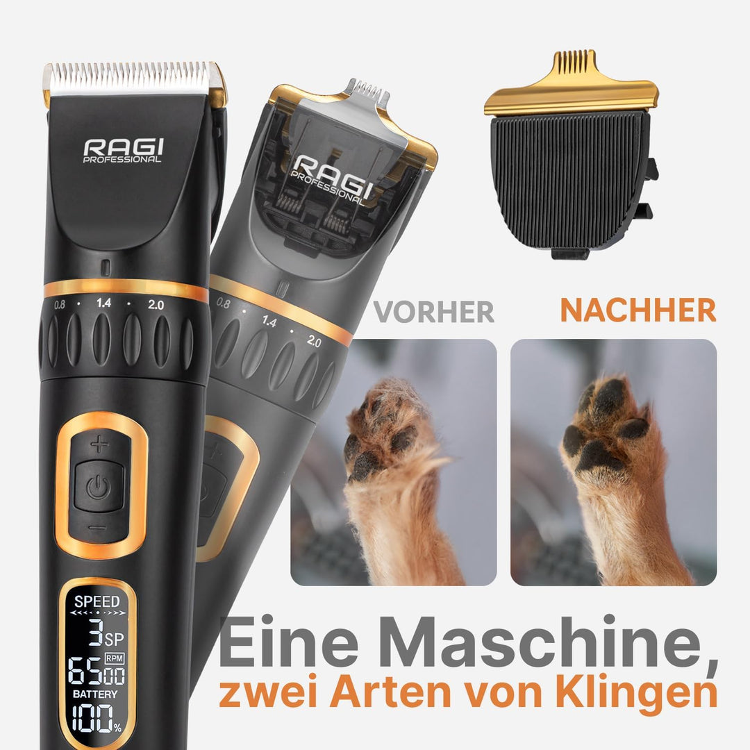 RAGI Hundeschermaschine - Schermaschine Hund Schnurlosen - Leise Wiederaufladbarer Hundehaarschneide
