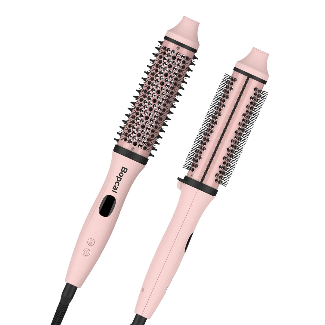 Bopcal Thermal Brush 3 in 1 - Thermobürste Rundbürste mit Digital Display, Ionische Lockenbürste Red
