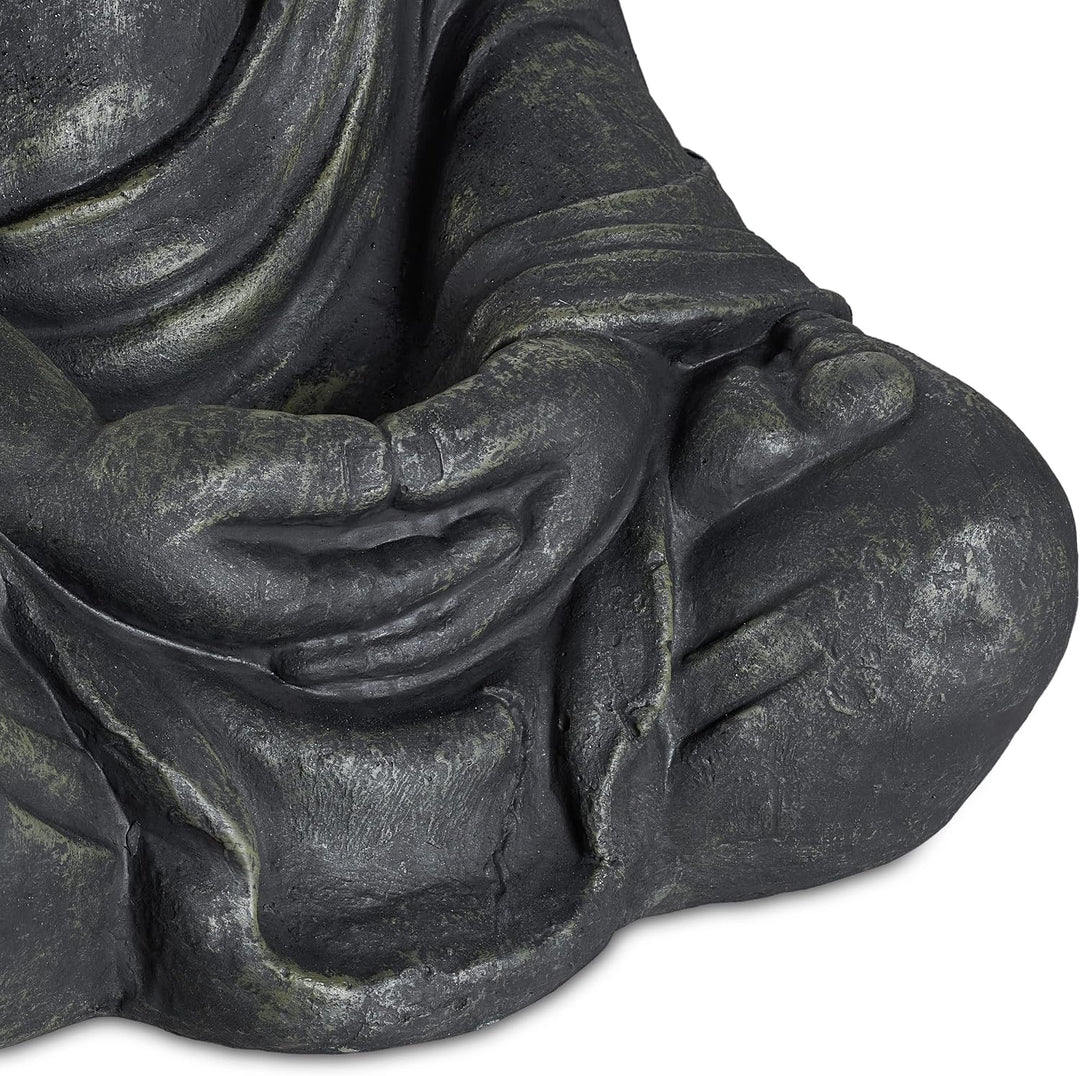 Relaxdays Buddha Figur sitzend, XL 70 cm, Gartenfigur, Vintage Dekofigur Wohnzimmer, wetterfest, fro