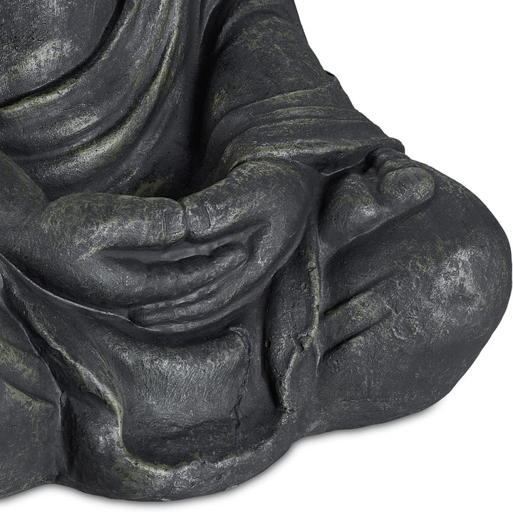 Relaxdays Buddha Figur sitzend, XL 70 cm, Gartenfigur, Vintage Dekofigur Wohnzimmer, wetterfest, fro