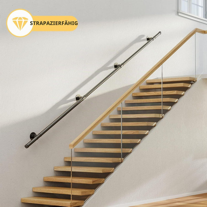 Handlauf für Treppen, Aomdom Handlauf Treppengeländer Innen und Aussen, Handlauf Schwarz mit Rutschf