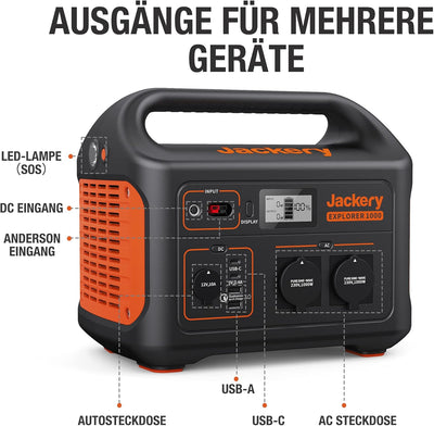 Jackery Solargenerator 1000, 1002WH Tragbare Powerstation mit 2* SolarSaga 100W Solarpanels, 2*230V
