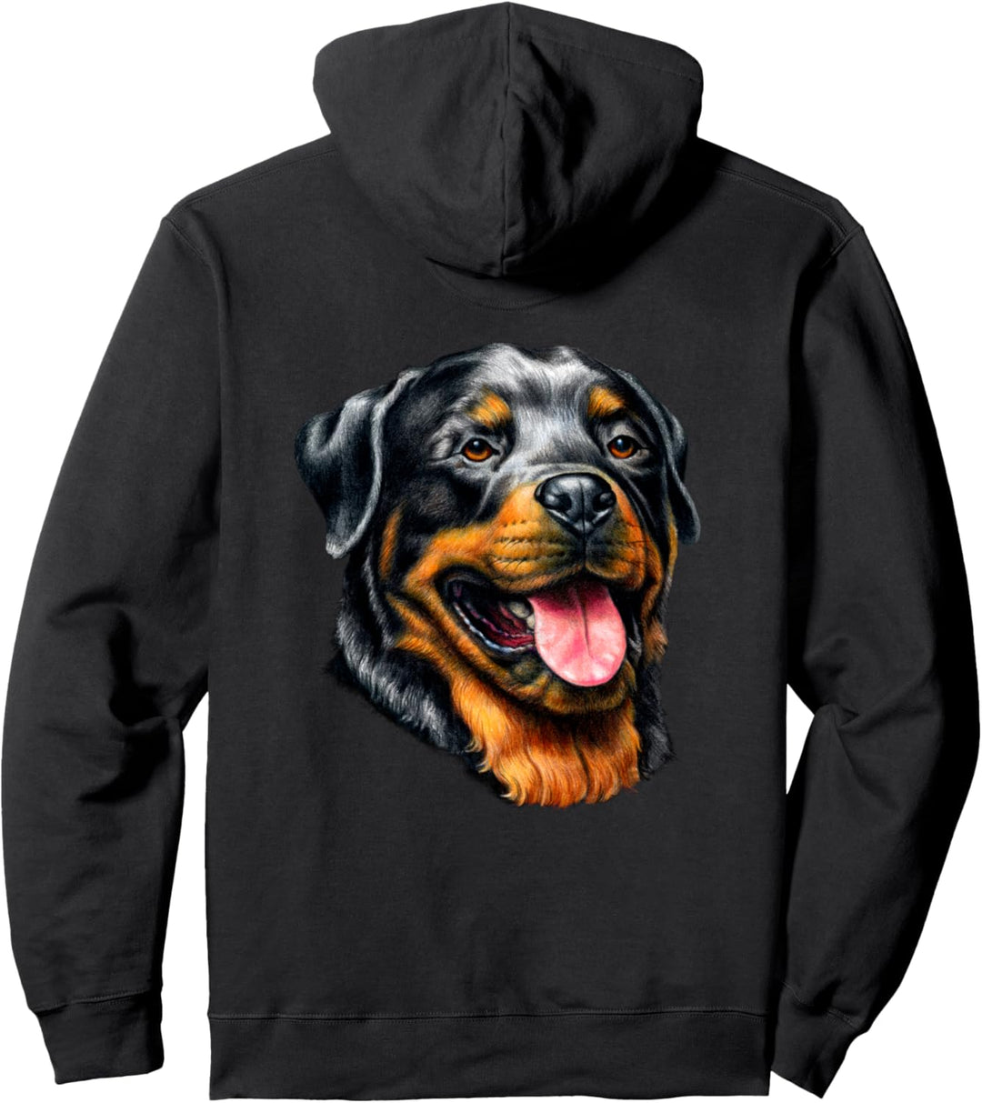 Rottweiler Vollgesichts-Portrait Pullover Hoodie