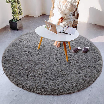 Tinyboy-hbq Runder Teppiche Hochflor Teppich wohnzimmerteppich Langflor Teppiche für Wohnzimmer flau