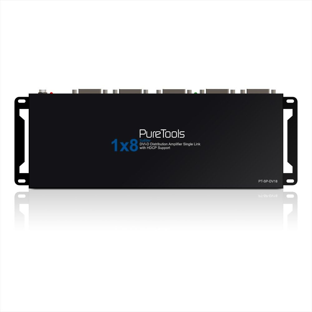 PureTools SP-DV18 - DVI Verteiler 1x8, Signalverteilung mit nur einem Gerät, 1x8