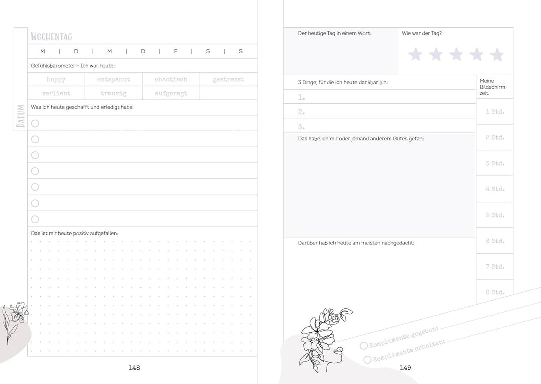 Happy me – Meine 10-Wochen-Tagebuch-Challenge mit Social-Media-Star Cali Kessy, Gebundenes Buch