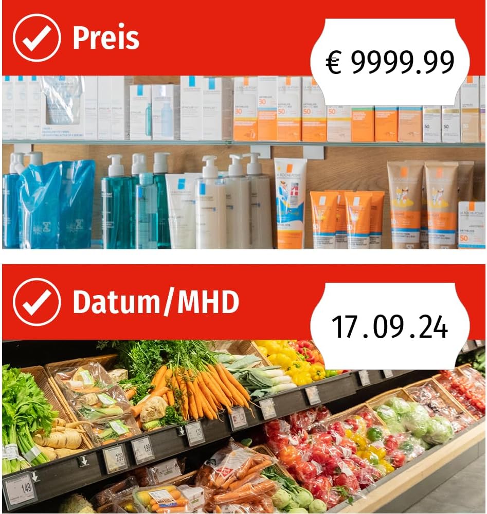 Meto Basic S Starter Kit inkl. 11.000 Etiketten – Preis, Datum, MHD (1-zeilig, 8-stellig für 22x12 m