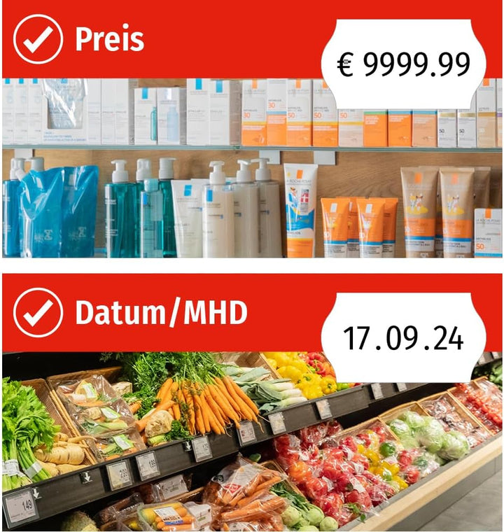 Meto Basic S Starter Kit inkl. 11.000 Etiketten – Preis, Datum, MHD (1-zeilig, 8-stellig für 22x12 m