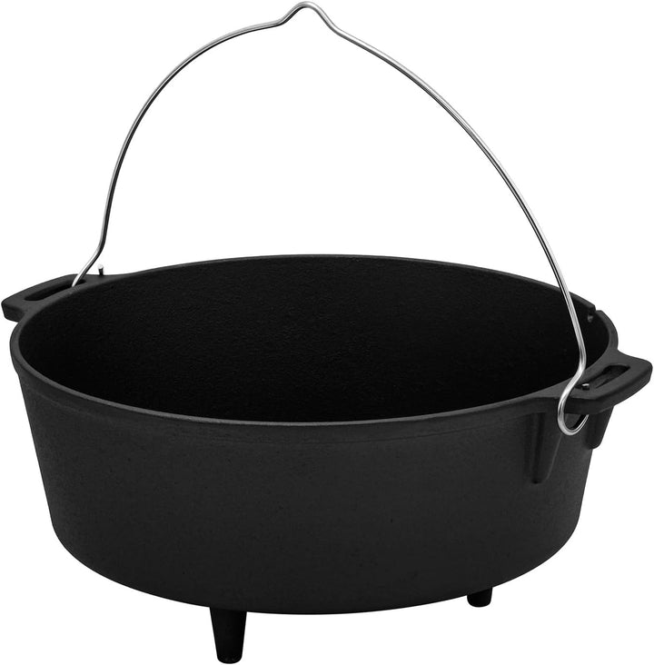 Dutch Oven Gusseisen 6,5 Liter mit Füssen – Schmortopf, Bräter mit Deckel für Grill, Lagerfeuer, BBQ