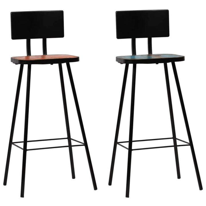 Tidyard Barhocker Barstuhl 2 STK. mit Lehne und Fussstützen aus Recyceltes Massivholz, Mehrfarbig, 4