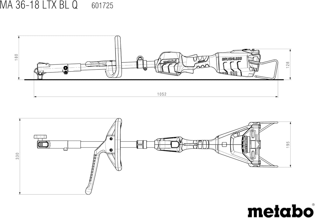 metabo Akku-Multifunktionsantrieb MA 36-18 LTX BL Q – 601725850 – 18 V – Akku-Antrieb für die Aufsät