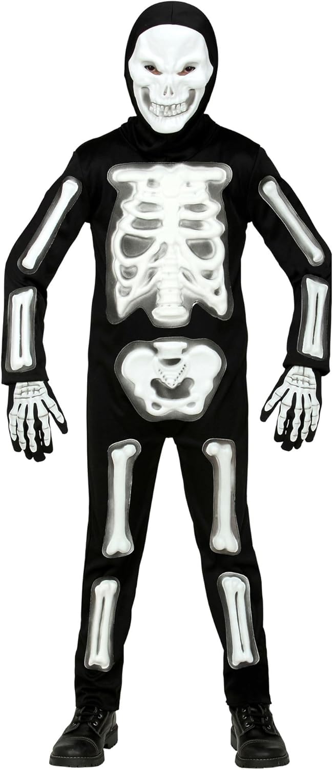 "3D SKELETON" (jumpsuit, hooded mask, gloves) - (116 cm / 4-5 Years), 116