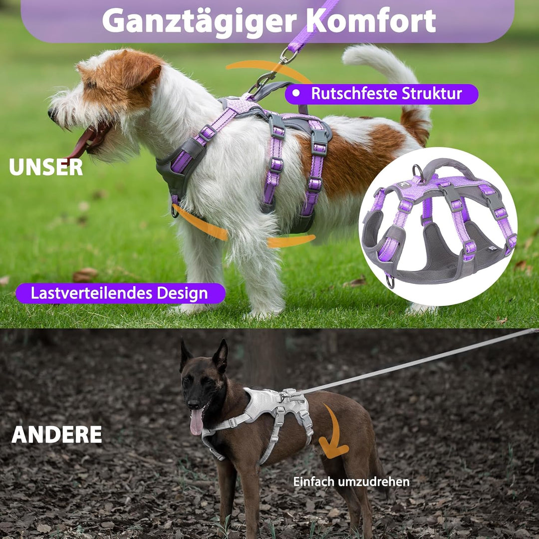 Huntboo Sicherheitsgeschirr Hund Ausbruchsicher, Panikgeschirr für Hunde, Reflektierendes Geschirr H