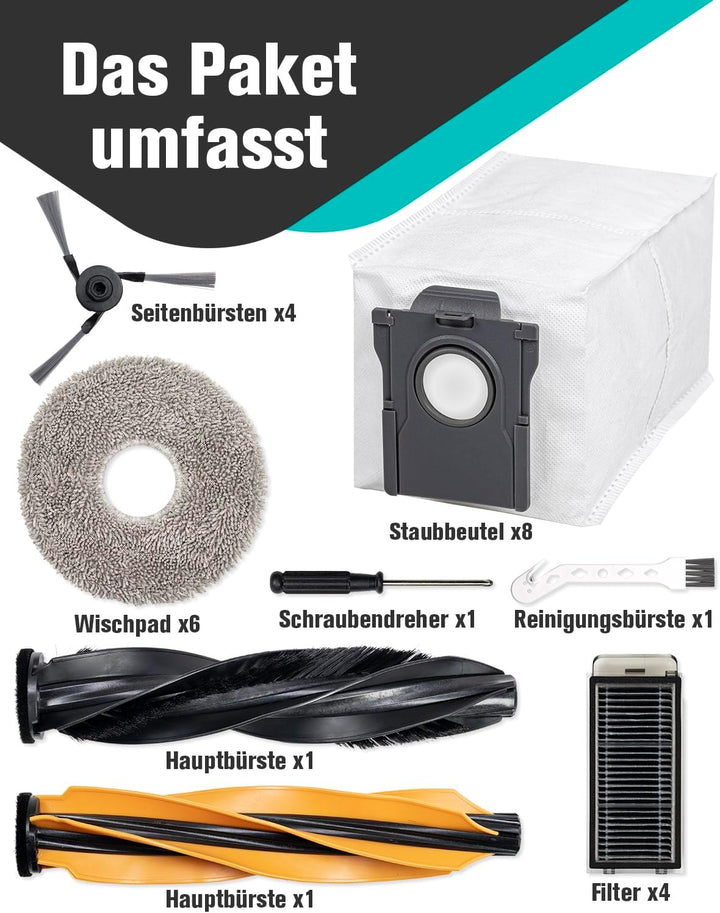 26 Stück Zubehörset für Dreame X50 Ultra Complete/L50 Pro Ultra/X50 Master/L40s Pro Ultra Saugrobote
