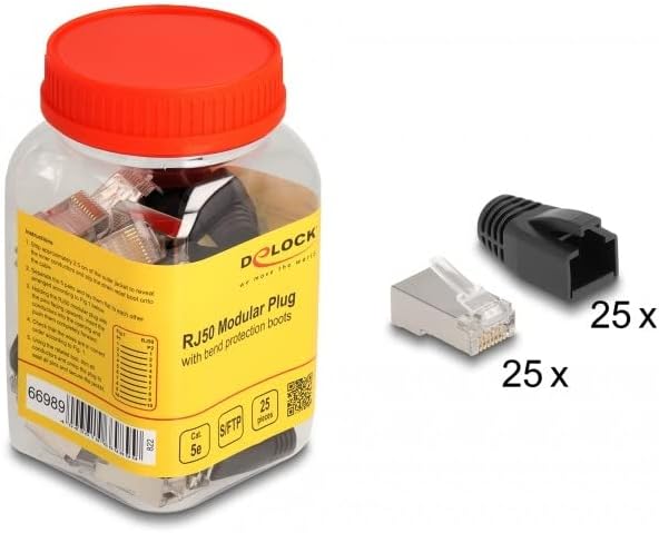 DeLOCK RJ50 Modularer Stecker Cat.5e mit Knickschutztülle 25er Set