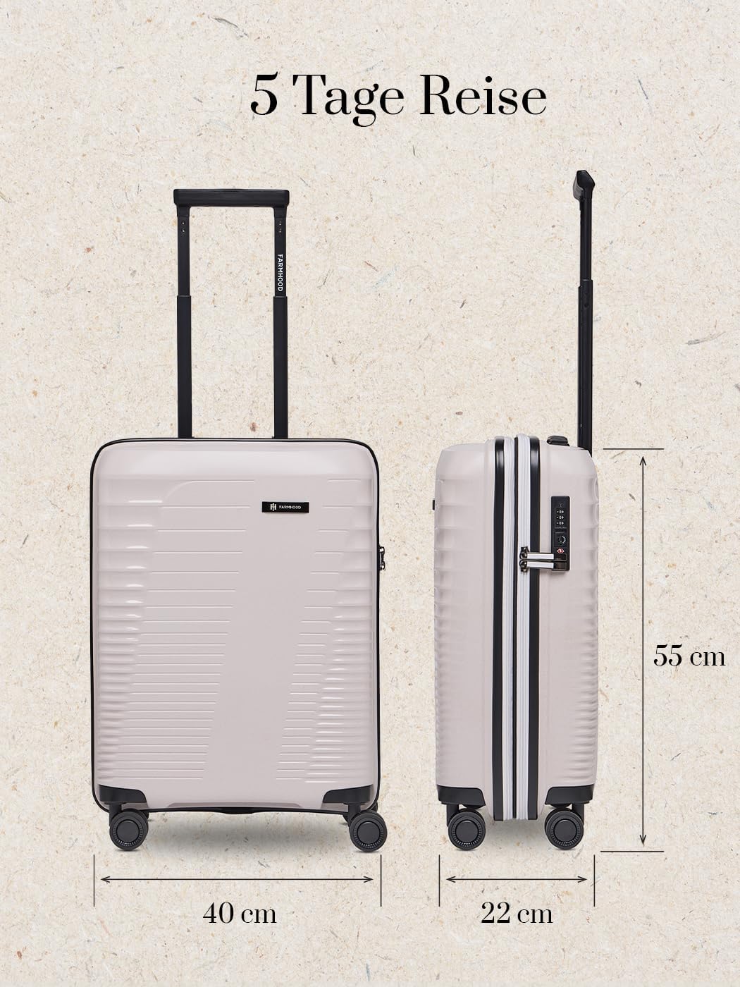Farmhood Eco Edition Hartschalen Kabinen-Koffer nachhaltig | Kleiner Cabin-Trolley 40 x 22 x 55 cm m