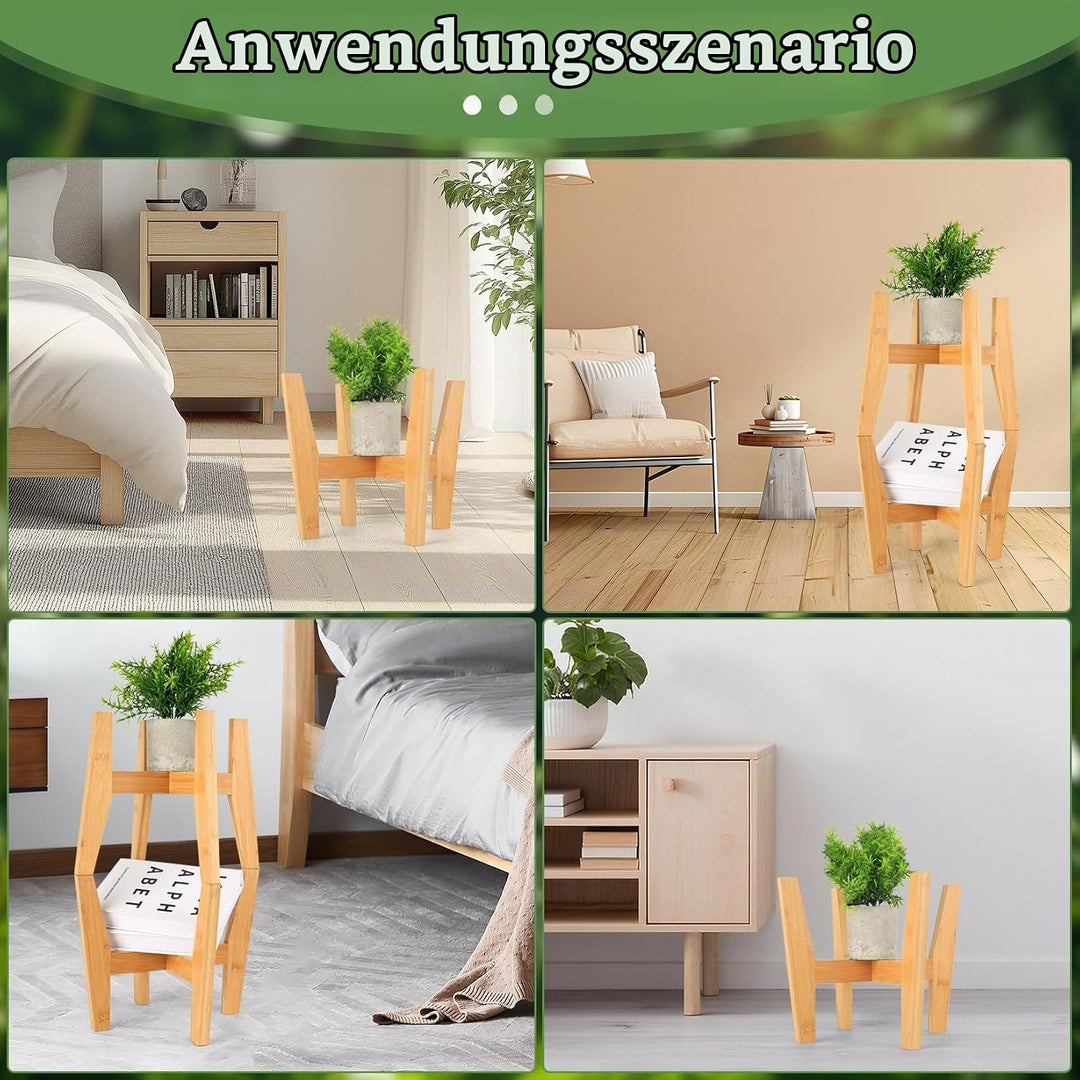 bayidun Pflanzenständer, Pflanzenhocker Holz Blumentopf Ständer, Verstellbare Blumenständer Holz, st