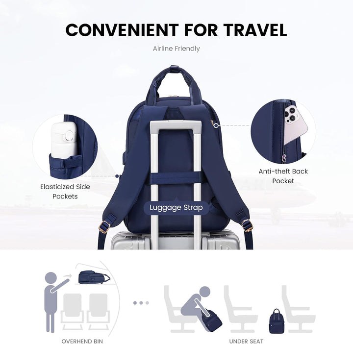 LOVEVOOK Rucksack Damen Gross, 17 Zoll Laptop Schulrucksack Teenager mit Laptopfach, Elegant Schulta