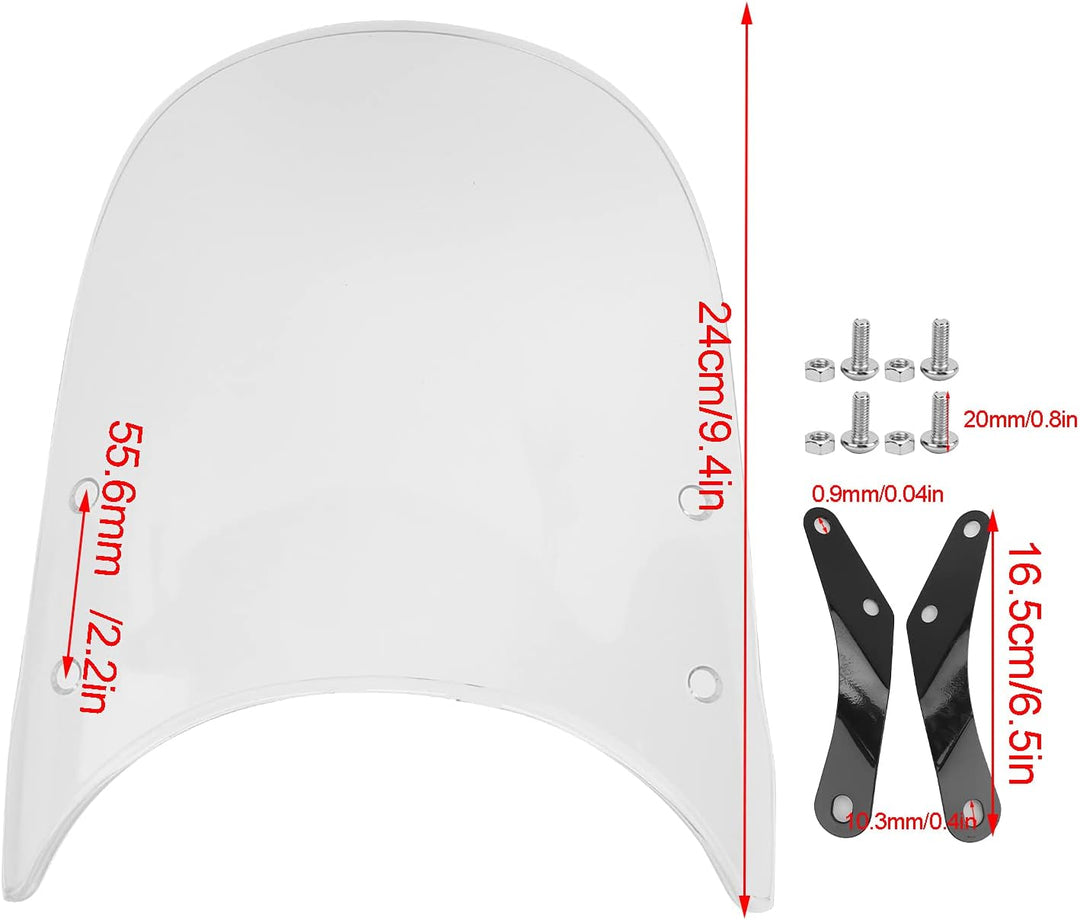 Yctze Motorrad Windschutzscheibe, Motorrad Windschutzscheibe Universal Anti-Crack Scratch Resistant