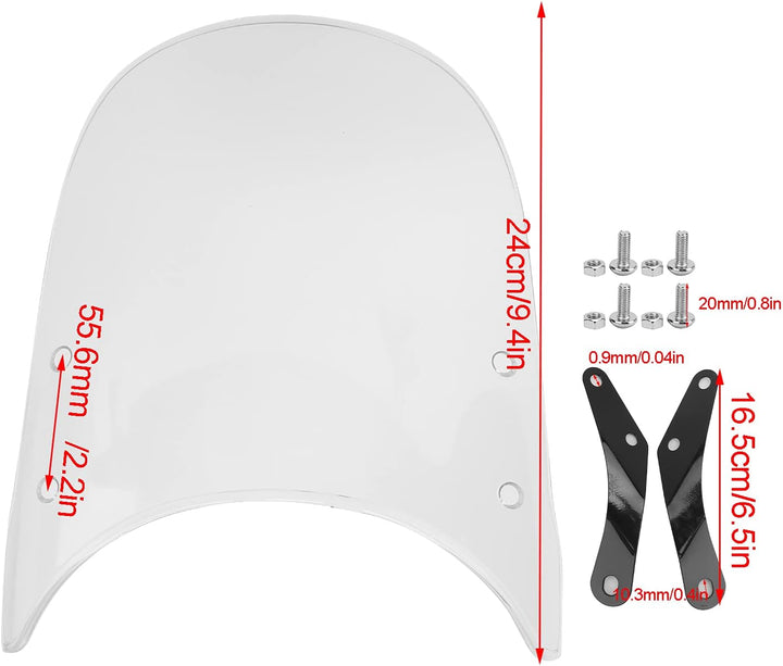 Yctze Motorrad Windschutzscheibe, Motorrad Windschutzscheibe Universal Anti-Crack Scratch Resistant