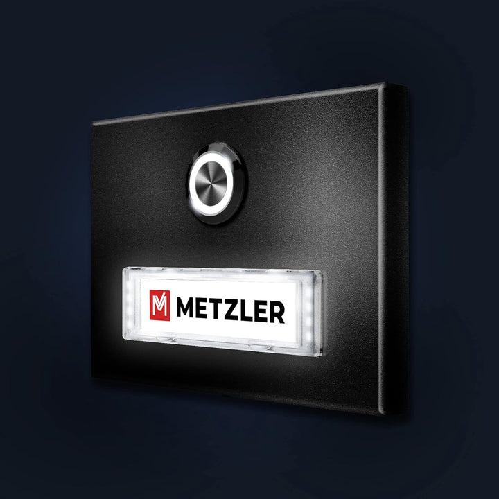 Metzler Aufputz Türklingel in Eisenglimmer - Klingel aus Edelstahl mit austauschbarem Namensschild -