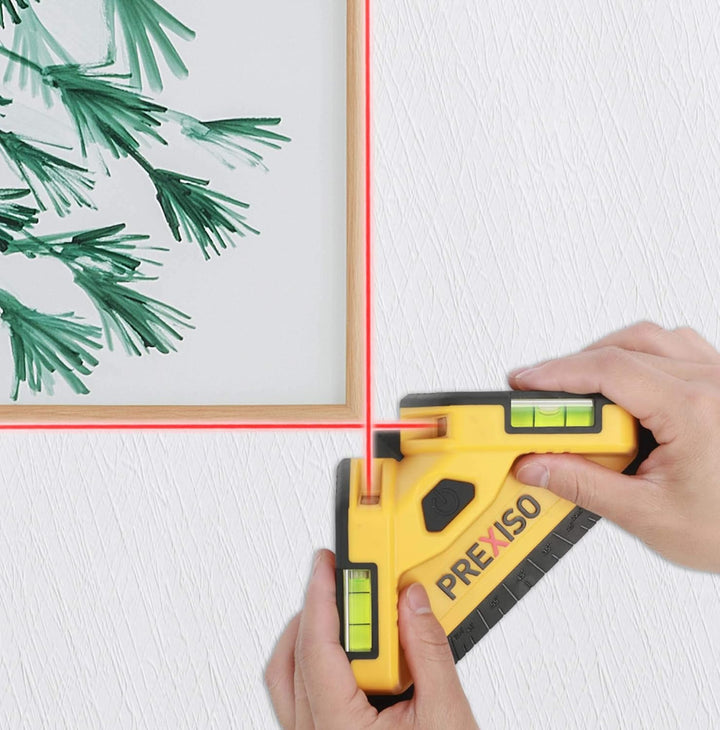 PREXISO Winkellaser mit Wasserwaagen,10M roter Laser, Fliesenlaser 90 Grad, ideal für Fliesenarbeite