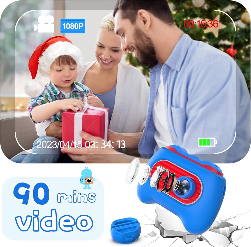 Kriogor Kinder Kamera, Digital Fotokamera Selfie und Videokamera mit 16 MP/Dual Lens/ 2 Inch Bildsch