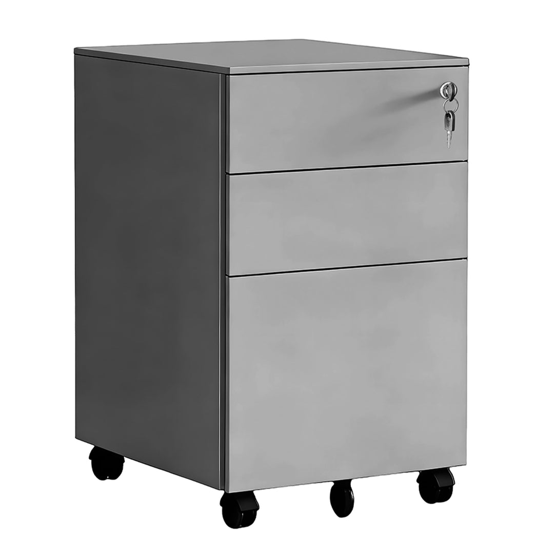 Relaxdays Rollcontainer, 3 Schubladen, HxBxT: 60 x 39 x 52 cm, abschliessbar, Aktenschrank auf Rolle