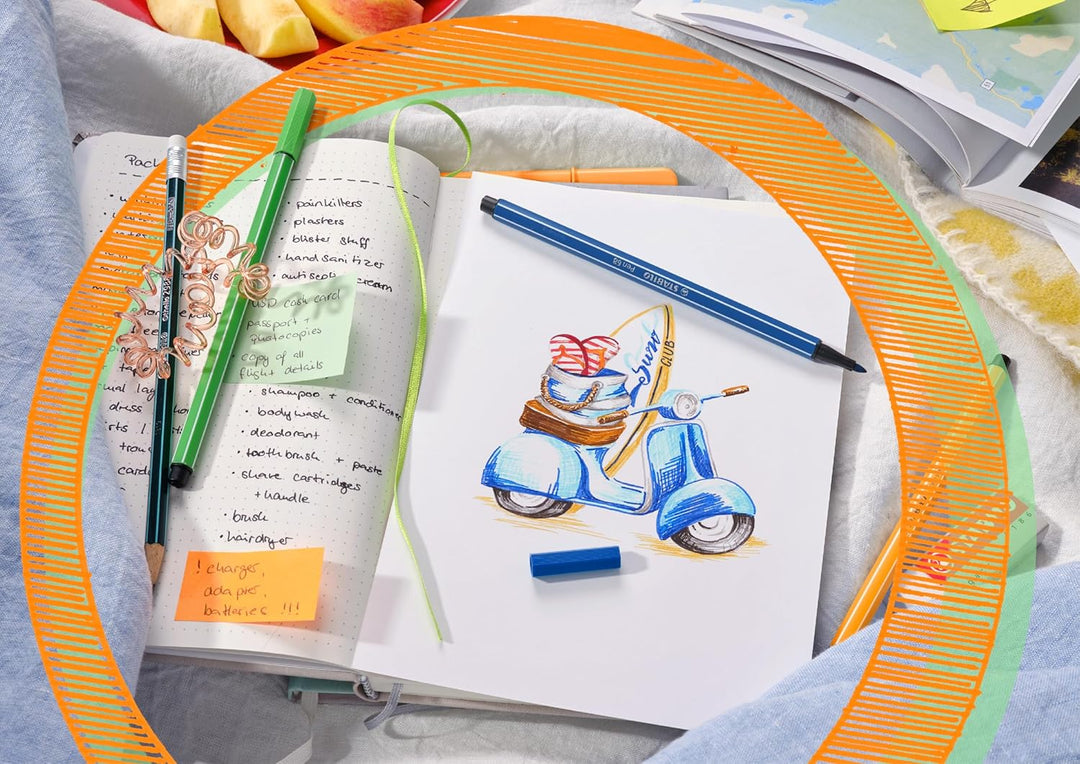 Premium-Filzstift - STABILO Pen 68 ColorParade - 20er Tischset in rot/blau - mit 20 verschiedenen Fa