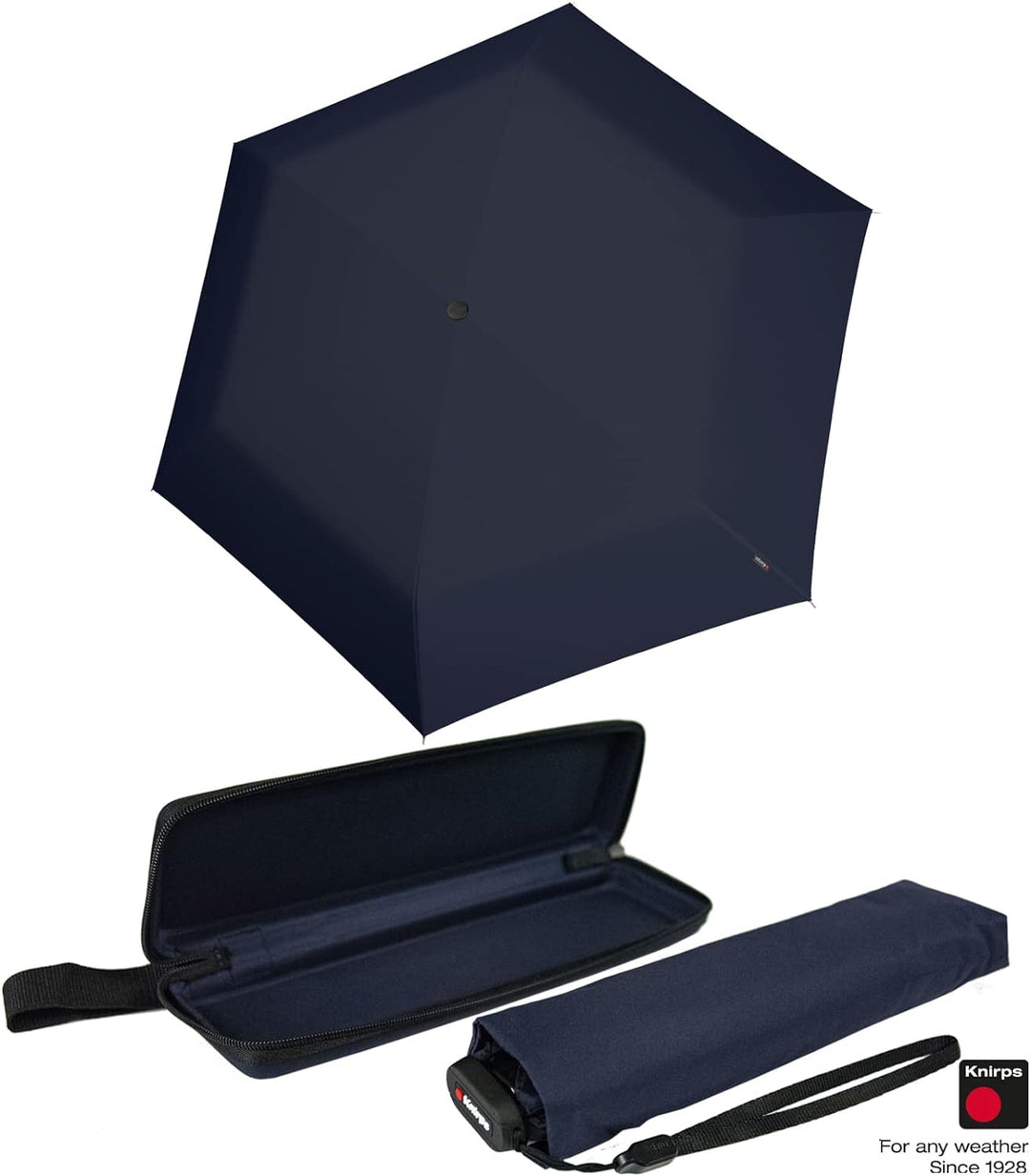 Knirps Taschenschirm US.050 Ultra Light Slim Manual im Etui - Navy Navy mit Etui, Navy mit Etui