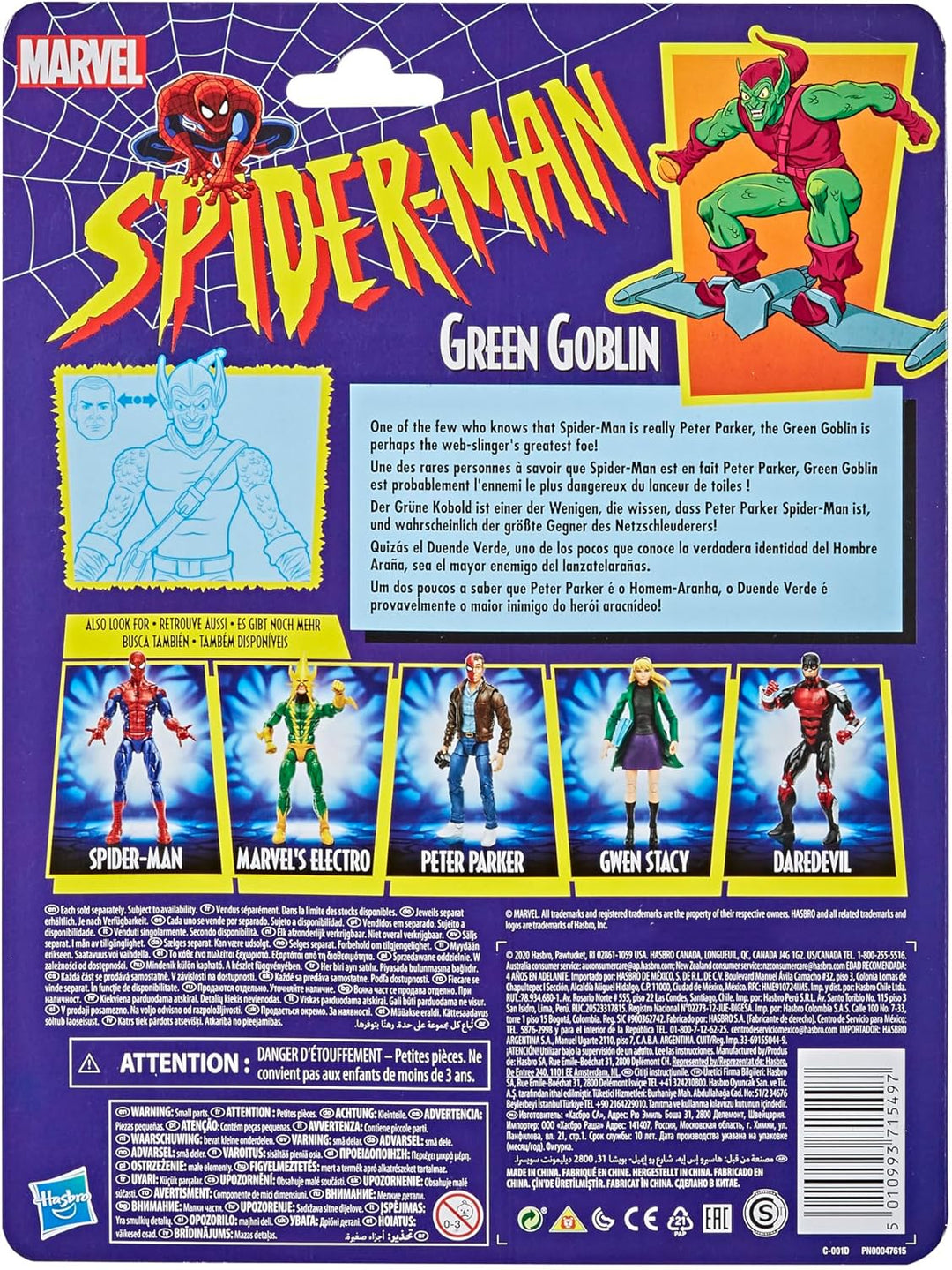 Spider-Man Hasbro Marvel Legends Series 15 cm grosse Grüner Kobold Action-Figur aus der Vintage Coll