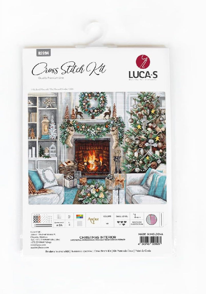 Lucas Kreuzstich Set "Weihnachtsinterieur", Zählmuster, 42x34cm Mehrfarbig