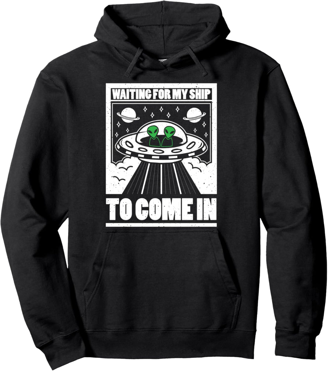Warten Raumschiff Alien Ufo Sci Fi Weltraum Weltall Geschenk Pullover Hoodie
