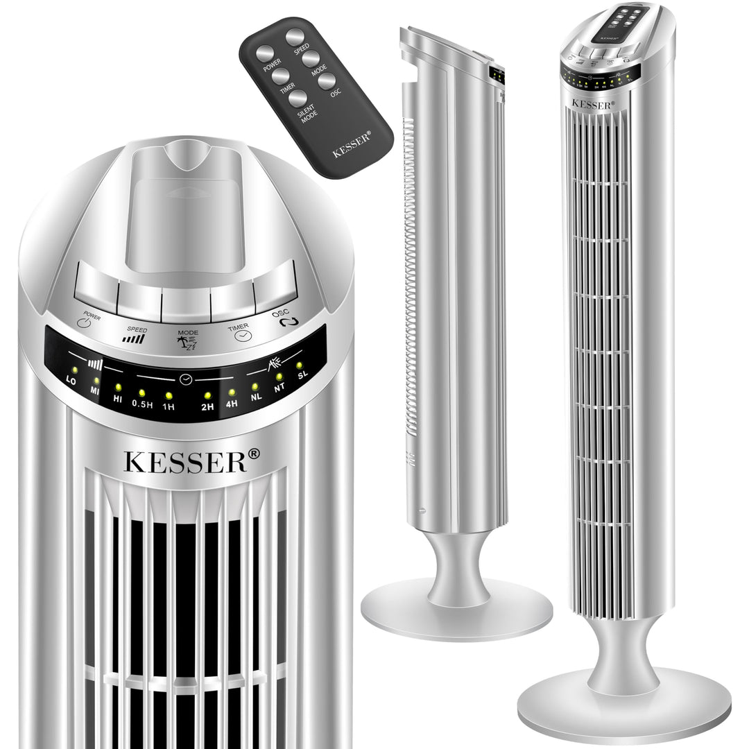 KESSER® Turmventilator mit Fernbedienung | 90° Oszillationswinkel | 3 Stufen | 90 cm |+ Timerfunktio