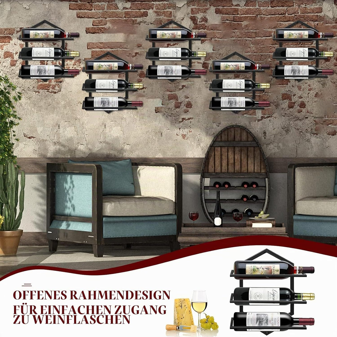 Giyiprpi 2PCS Metall Wandmontierter Weinhalter Rack, Weinglashalter Hängend Stehen Organizer für 3 F