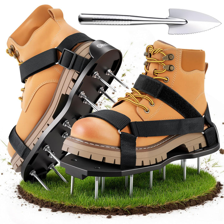 Ohuhu Rasenlüfter Schuhe Nagelschuhe mit Schaufel Kostenlose Installation, Rasenbelüfter Aerifiziere