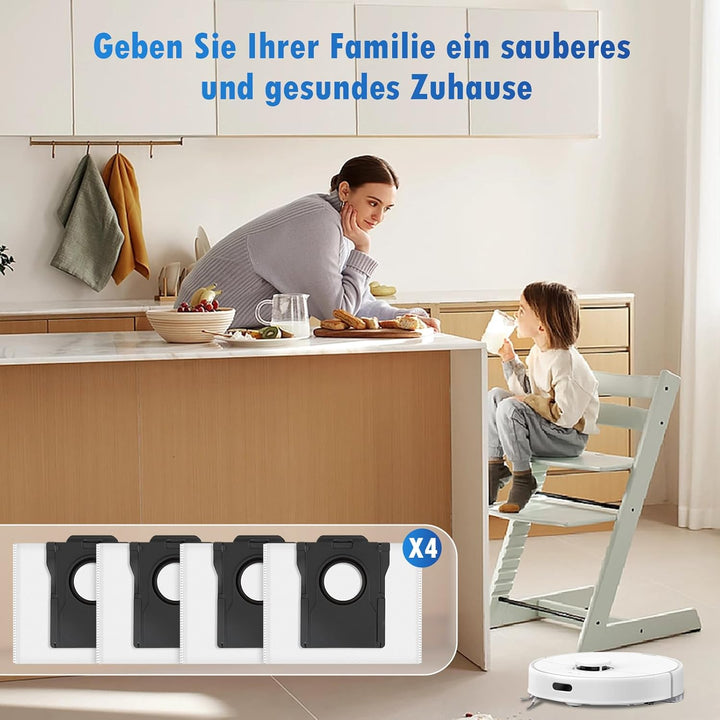 4 Stück Wiederverwendbar Staubbeutel Zubehör für Dreame X50 Ultra Complete / X40 Ultra Complete / L1