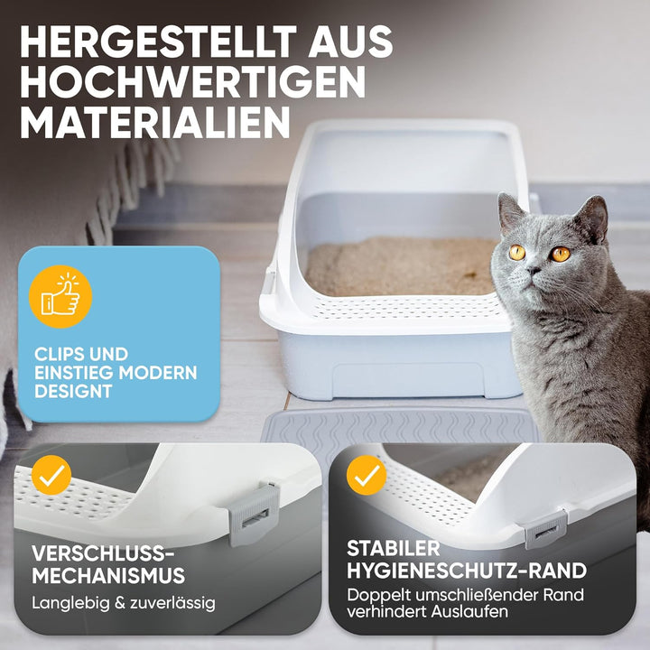 CROPLAS Katzenklo offen hoher Rand, Katzenklo ohne Deckel, Katzenklo gross, offenes Katzenklo, Katze