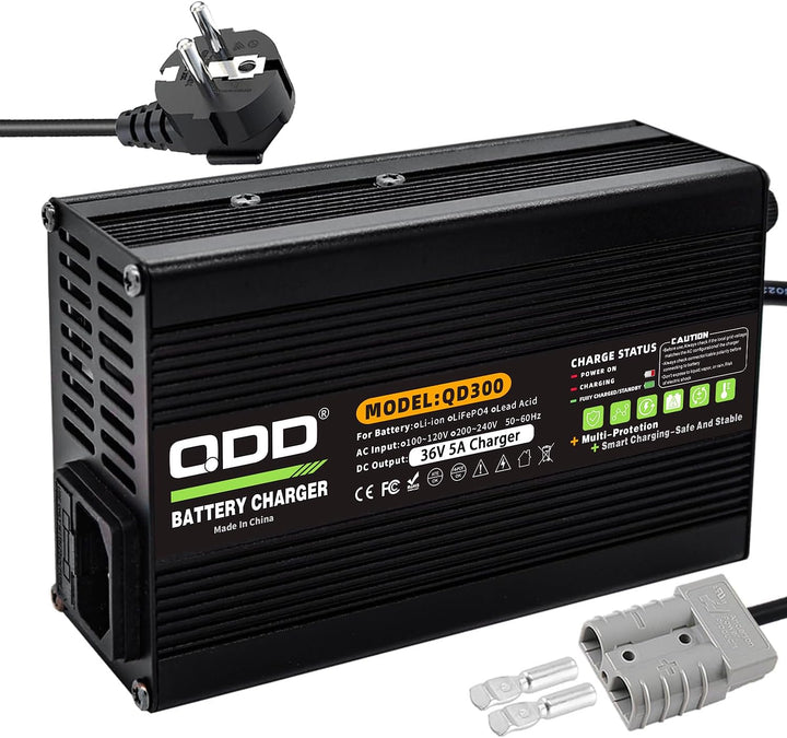 QDD 36 Volt 36 V 5 A Blei-Säure-Batterieladegerät mit DC-Ausgang 50 A Anderson-Anschluss für Blei-Sä