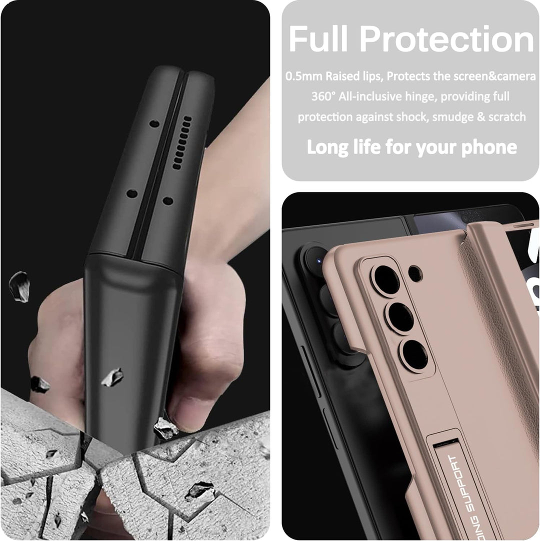 Miimall Hülle Kompatibel Mit Samsung Galaxy Z Fold 5, Robust PC Mit Displayschutz & Ständer, Anti Dr