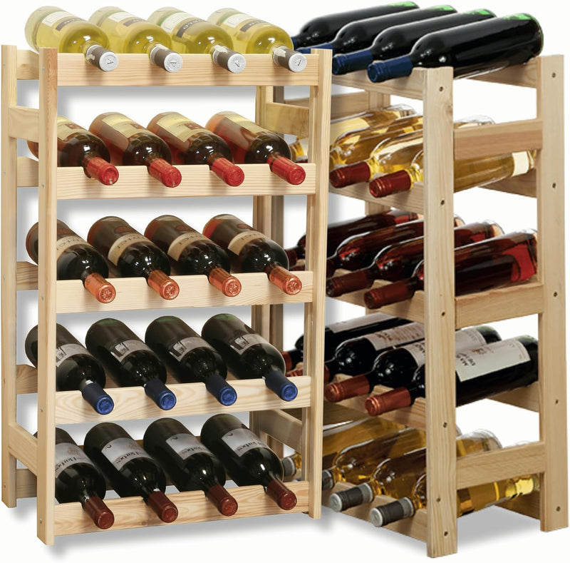 MODO24 Weinregal, Holz, unbehandelt, 43,5 x 25 x 70 cm,