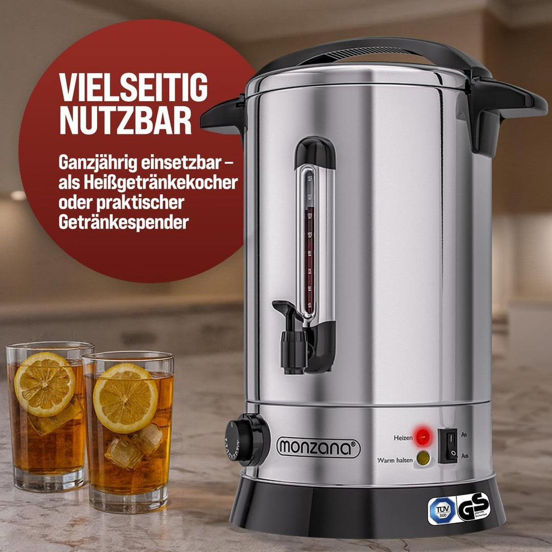 Monzana Glühweinkocher 20L Edelstahl 90 Tassen Zapfhahn Temperatureinstellung 30-110°C Heissgetränke