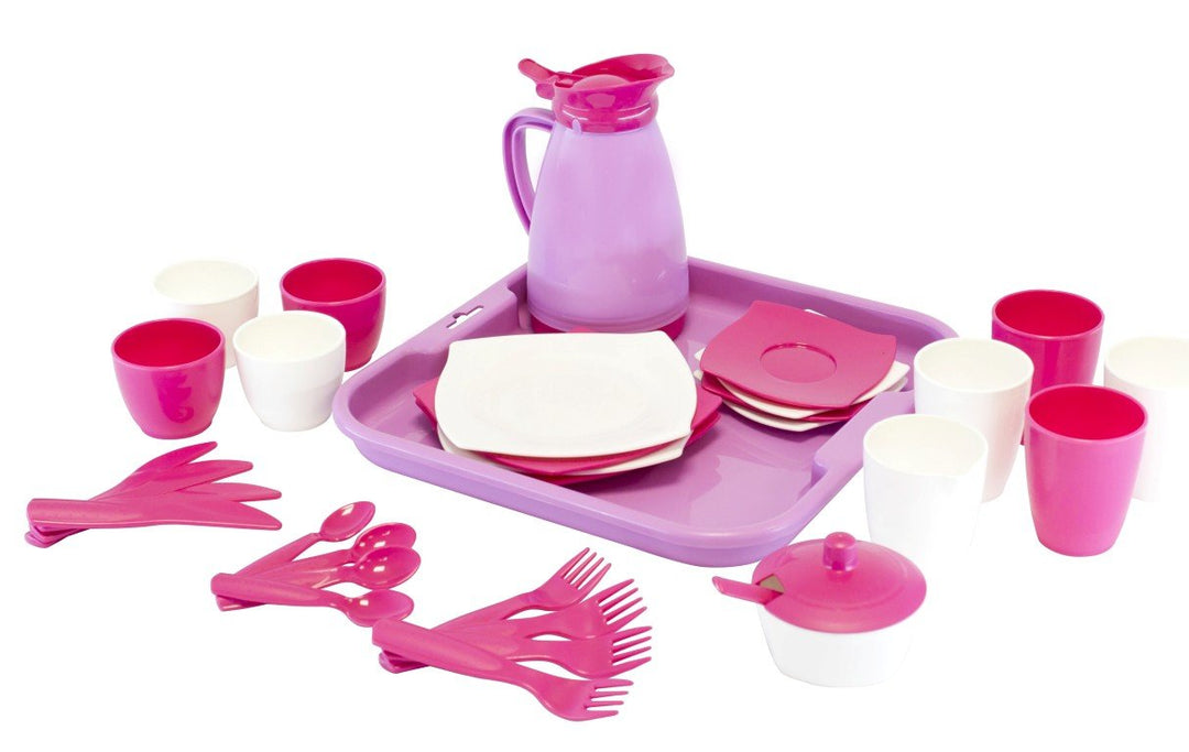 WADER 34 tlg GIRL Kaffee Speise Service Tablett Puppenservice Kinderservice