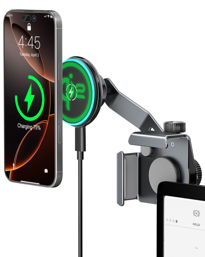 CloudValley Qi2 15W Magnetische Handyhalterung mit Wireless Charger für Tesla Model Y/3, Ausziehbare
