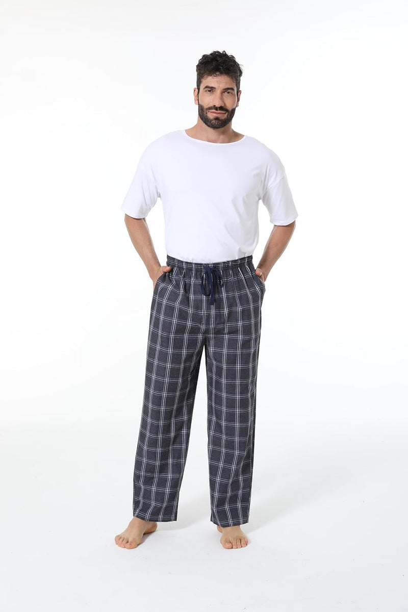 JupiterSecret Herren Pyjamahose Lang Schlafanzughosen für Herren Karierte Nachtwäsche 3er Packs 100%