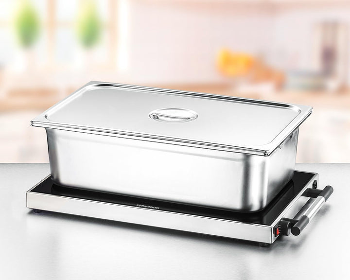 ROMMELSBACHER Warmhalteplatte WPR 307/E - Gastro, Edelstahl, Sicherheits-Floatglas, stufenlos regelb