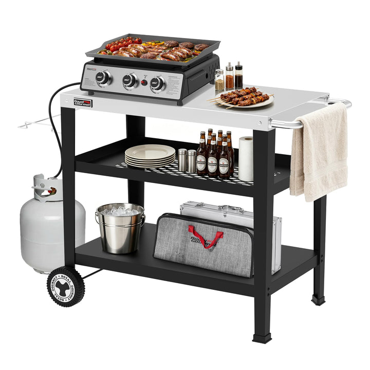 Royal Gourmet PC3404S Rollbarer Esstisch mit Müllbeutelhalter, für den Aussenbereich, Garten, Terras