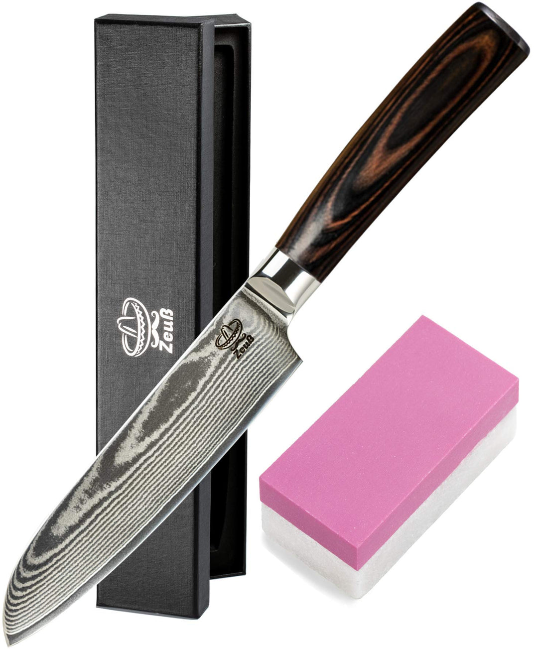 Damastmesser Santoku Messer L (24 cm) Profi-Kochmesser aus echtem 67 Lagen Damaststahl I Damast-Küch