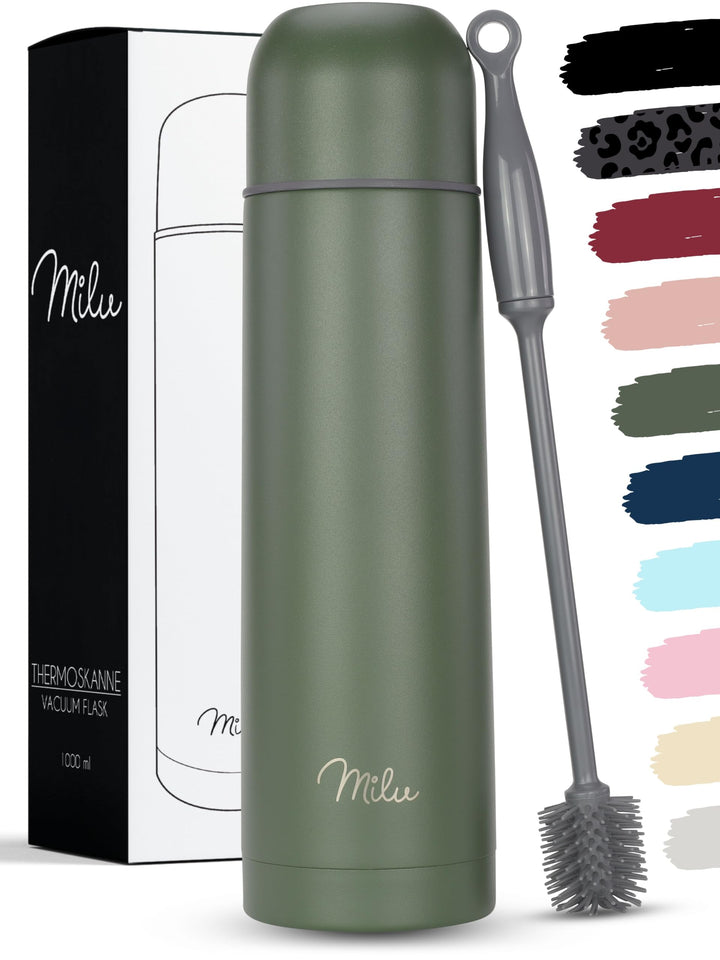 Milu Thermosflasche Thermoskanne Isolierflasche 1L, 750ml, 500ml - Isolierte Edelstahl Trinkflasche,