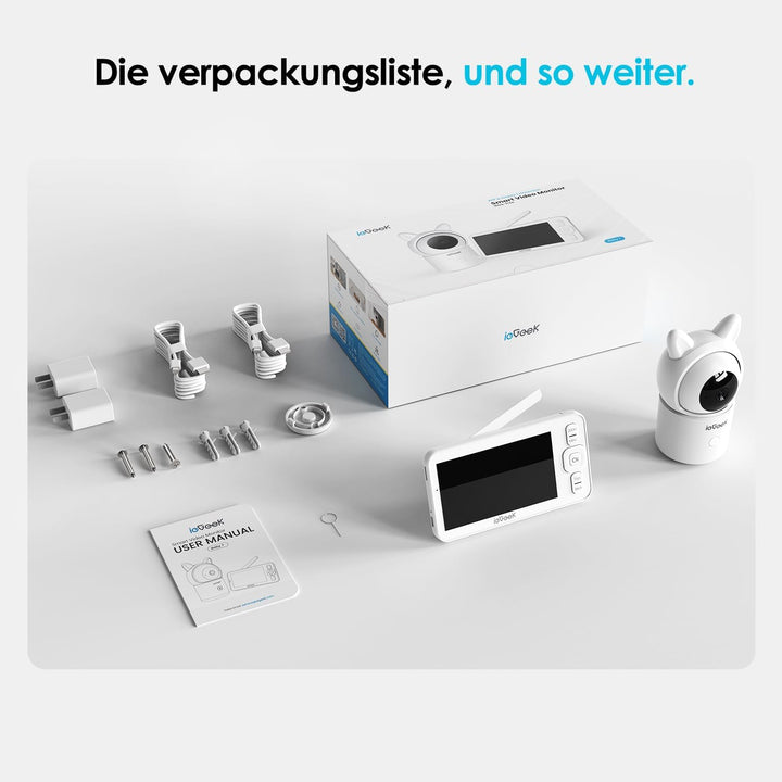 ieGeek Babyphone mit Kamera 1080P, 5 Zoll WLAN Video babyfone PTZ 360° mit APP, 4-Fach Zoom, Zonenal